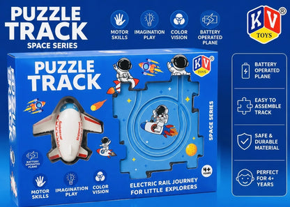 TM0222 Space Series Battery-Operated Airplane with Space-Themed Puzzle Tracks