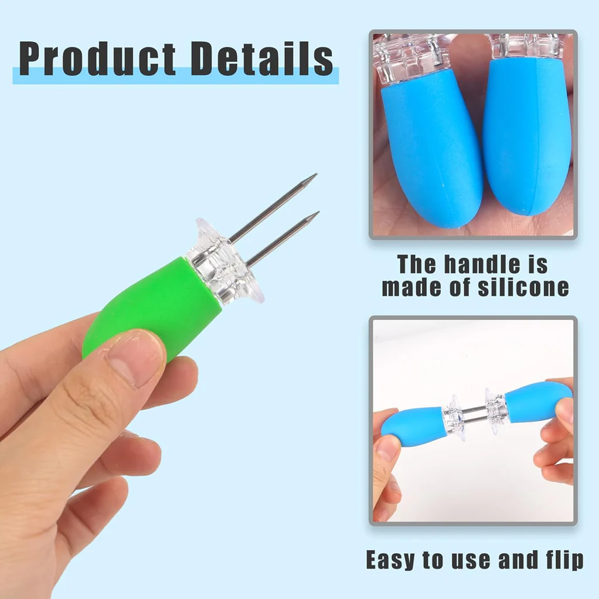 AM5590 Stainless Steel Corn Cob Holders Reusable 2pcs