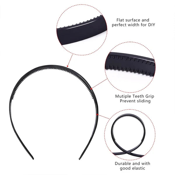 TM0266 Plastic Plain Black Headband