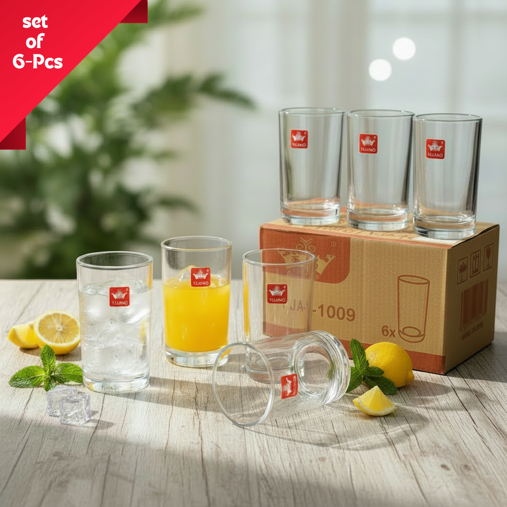 AM7731 Yujing Premium Clear Glass Tumbler Set (6 Pieces) – Model YJA-1009