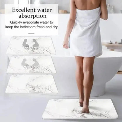 AM5484 Stone Bath Mat- Multidesign, Quick Dry & Non-Slip Diatomaceous Earth Bath Mat for Bathroom and Kitchen