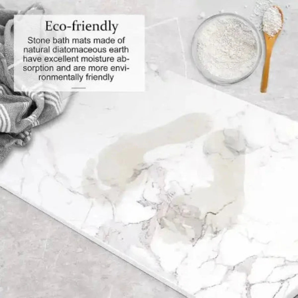AM5484 Stone Bath Mat- Multidesign, Quick Dry & Non-Slip Diatomaceous Earth Bath Mat for Bathroom and Kitchen