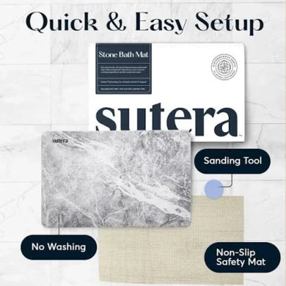 AM5484 Stone Bath Mat- Multidesign, Quick Dry & Non-Slip Diatomaceous Earth Bath Mat for Bathroom and Kitchen