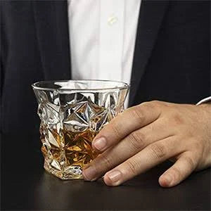 AM3750 Diamond Crystal Cut Whiskey Glasses Set of 6 Pcs