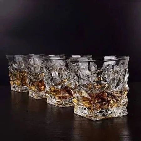 AM3750 Diamond Crystal Cut Whiskey Glasses Set of 6 Pcs