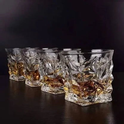 AM3750 Diamond Crystal Cut Whiskey Glasses Set of 6 Pcs