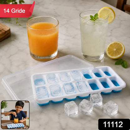 11112 Multipurpose Plastic Ice Cube Tray with Lid - 14 Grid