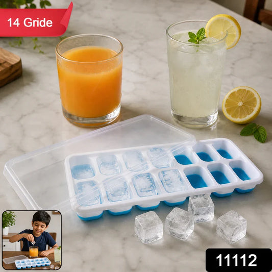 11112 Multipurpose Plastic Ice Cube Tray with Lid - 14 Grid