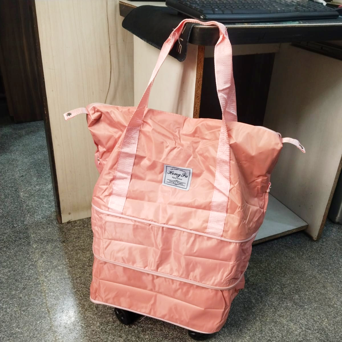 AM5643 Duffle Trolley Bag with Wheels, Expandable Foldable Luggage Bag for Travel (Multicolour)