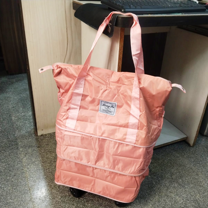 AM5643 Duffle Trolley Bag with Wheels, Expandable Foldable Luggage Bag for Travel (Multicolour)