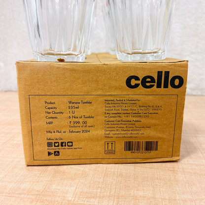 AM6587 Cello Warsaw Juice Tumbler Set - 235ml (Set of 6)