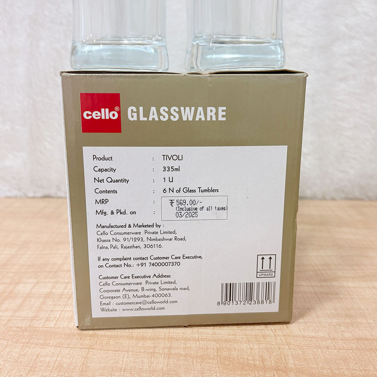 AM6620 Cello Tivoli Glass Tumbler Set, 335ml (Pack of 6)