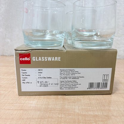 AM6589 Cello Arco Glassware PB-Series Tumbler Set, 340ml (Pack of 6)