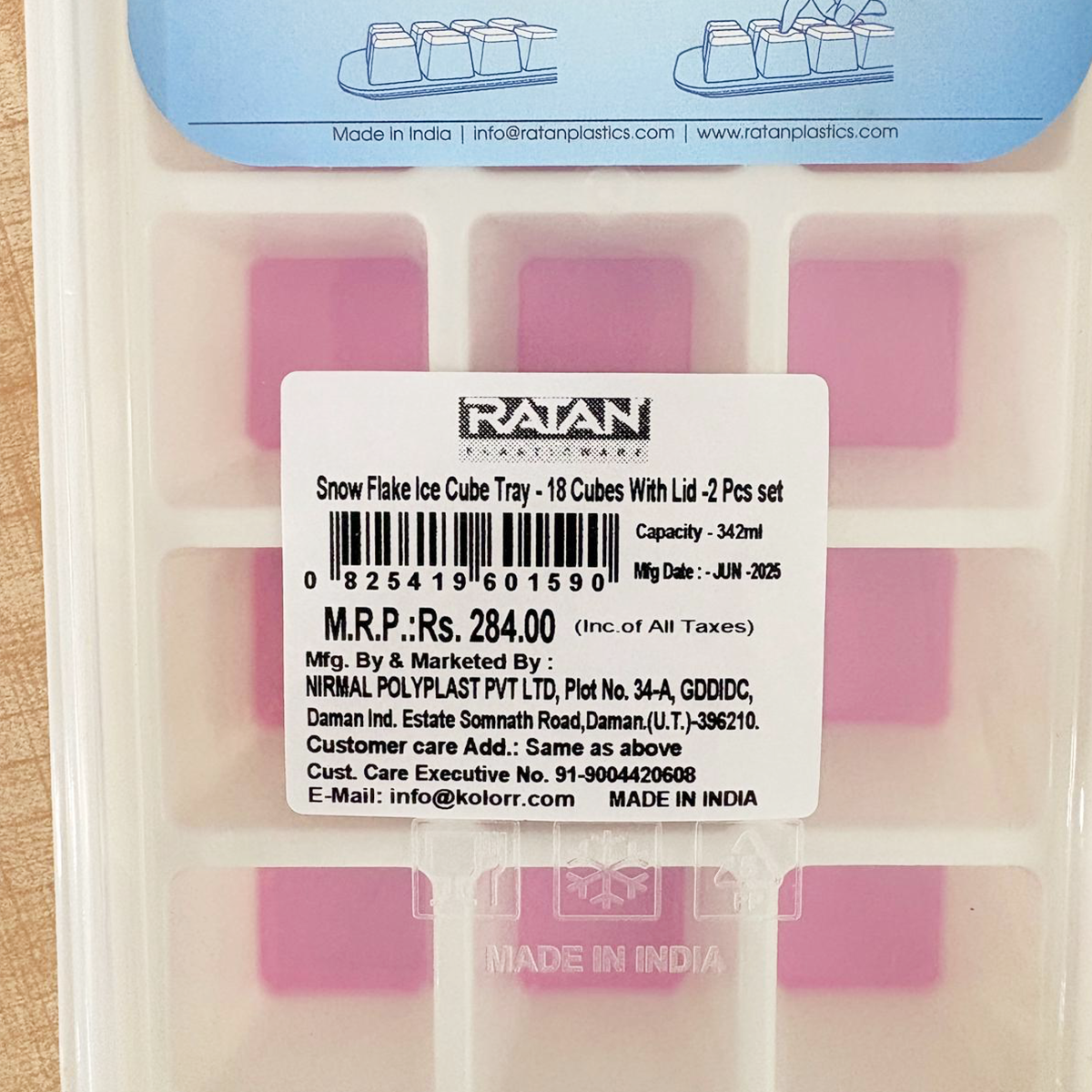 AM6733 Ratan Snowflake Ice Cube Tray with Lid - 18 Cubes, Set of 2 (342ml)