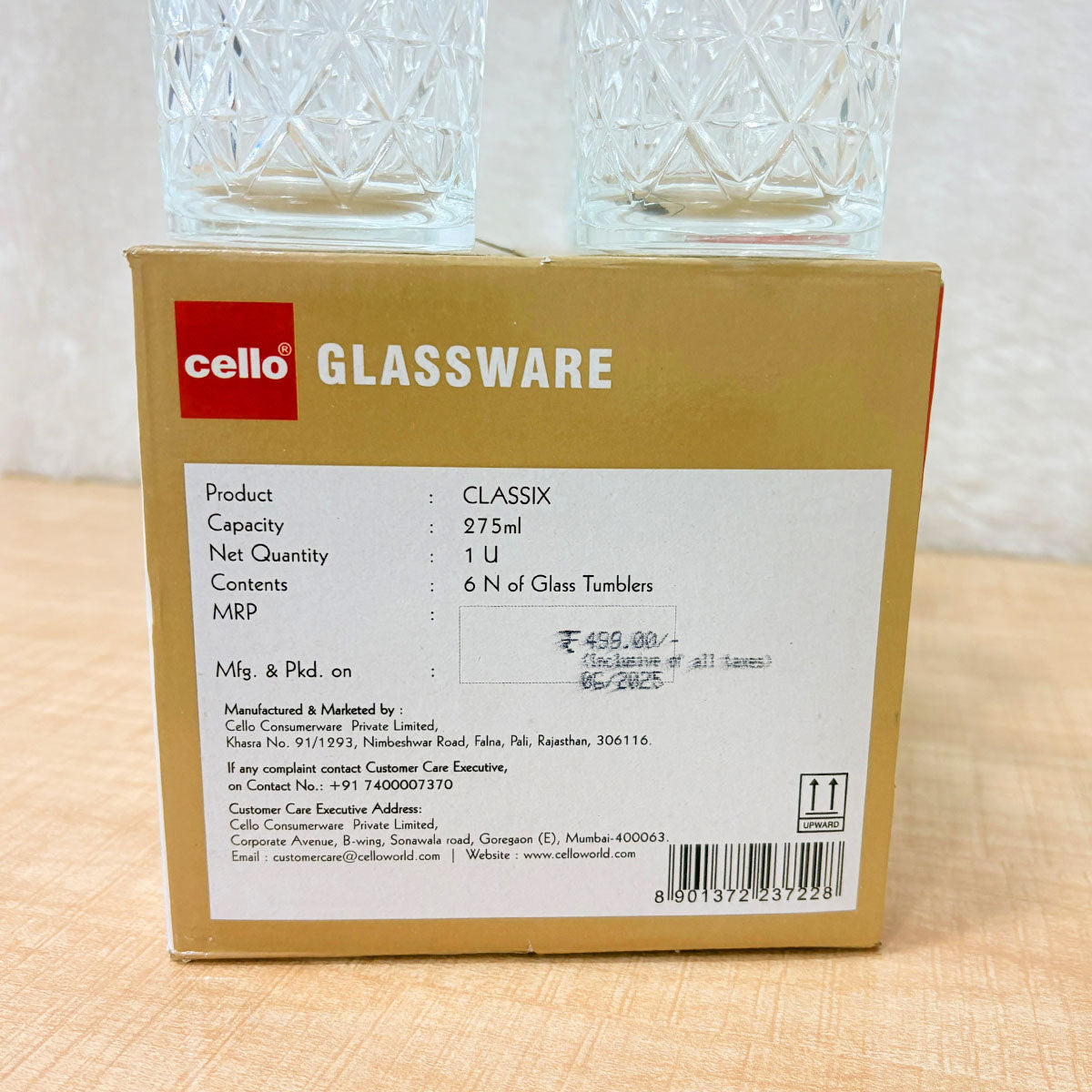 AM6580 Cello Classix K-Series Glass Tumbler Set - 275ml (Pack of 6)