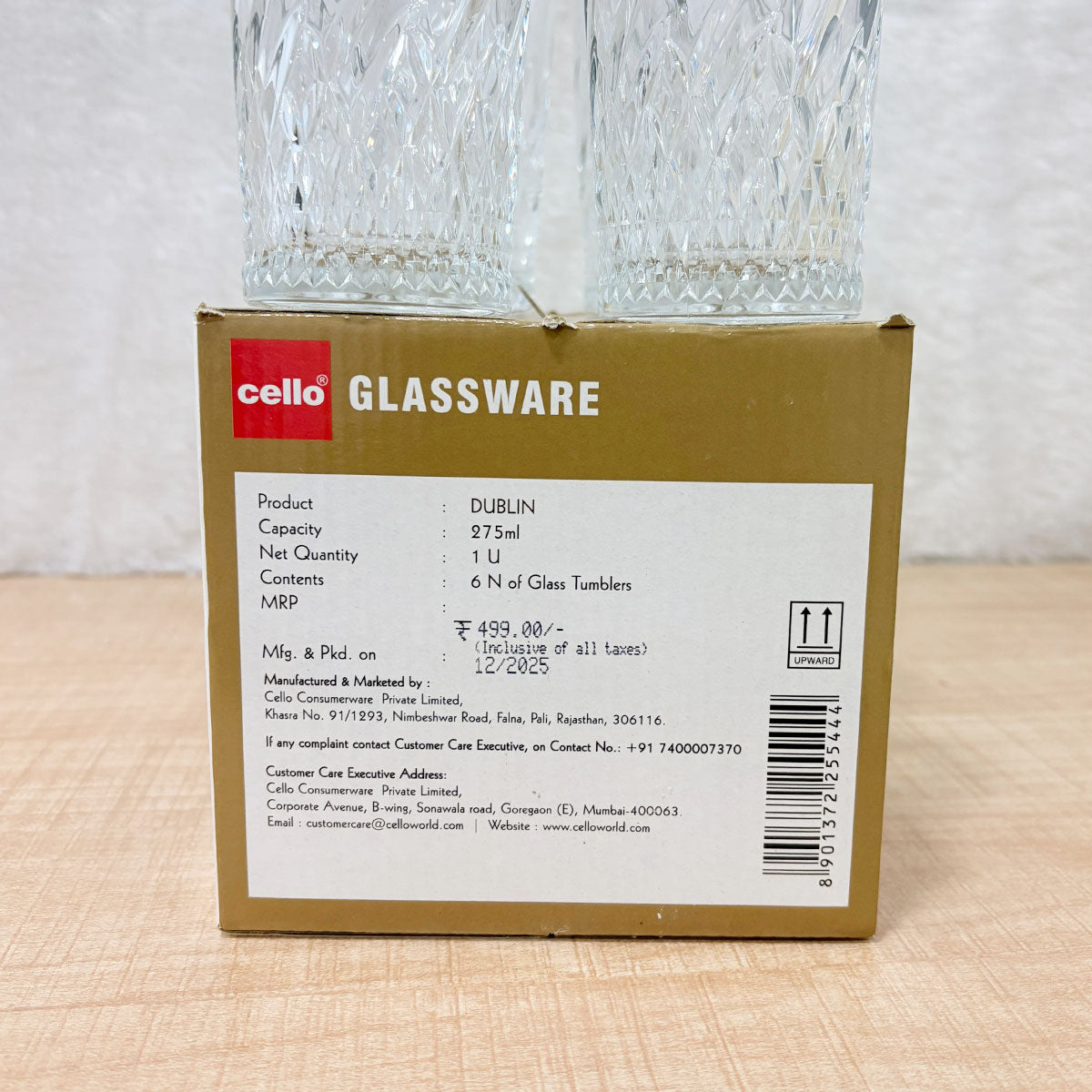 AM6598 Cello Dublin K-Series Glass Tumbler Set, 275ml (Pack of 6)