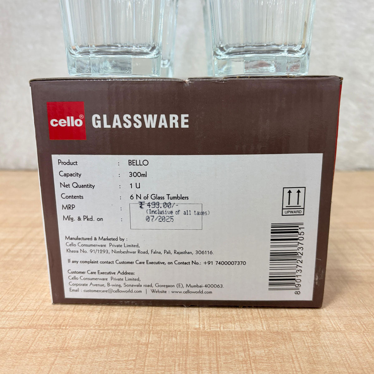 AM6583 Cello Bello Hi Boll P-Series Glass Tumbler Set, 300ml (Set of 6)