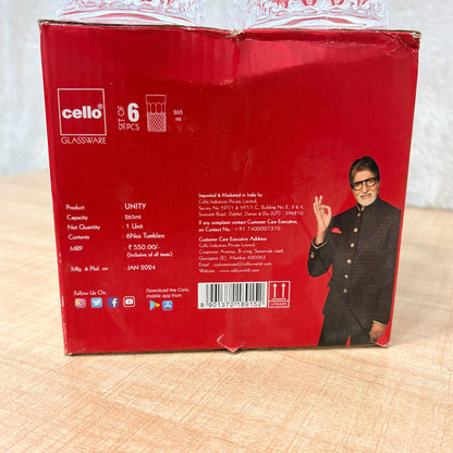 AM6611 Cello Glassware Unity Glass Tumblers - Set of 6 (265ml)