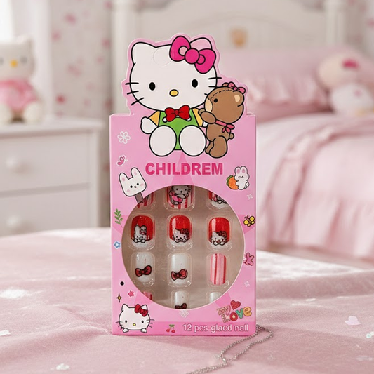 TM0165 Hello Kitty Character Press-On Nails for Kids (12-Piece Set)