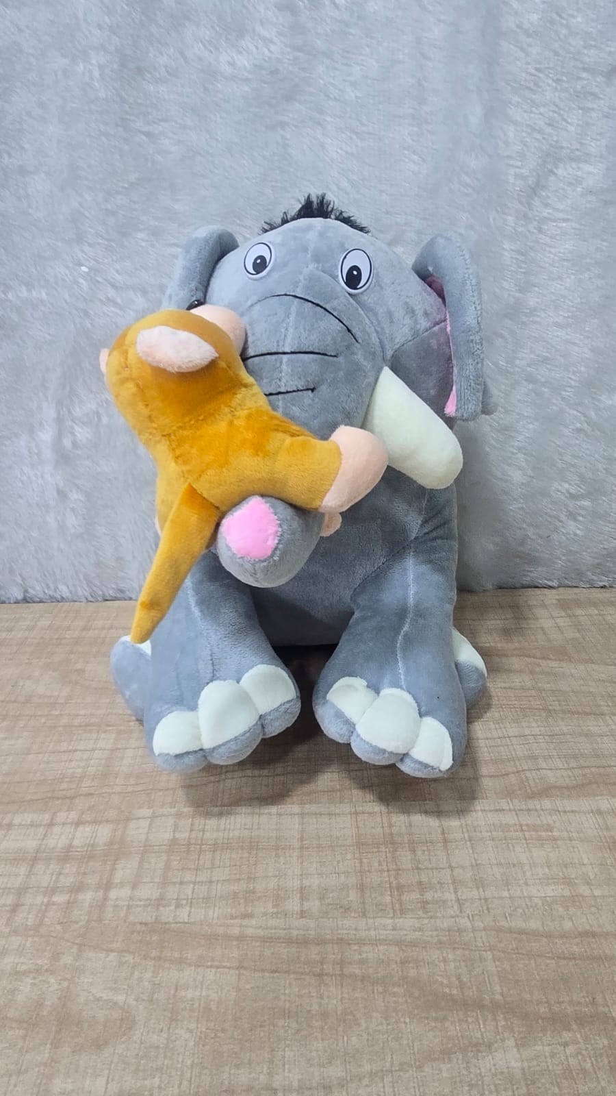 AM6956 Plush Elephant with Baby Monkey Stuffed Toy