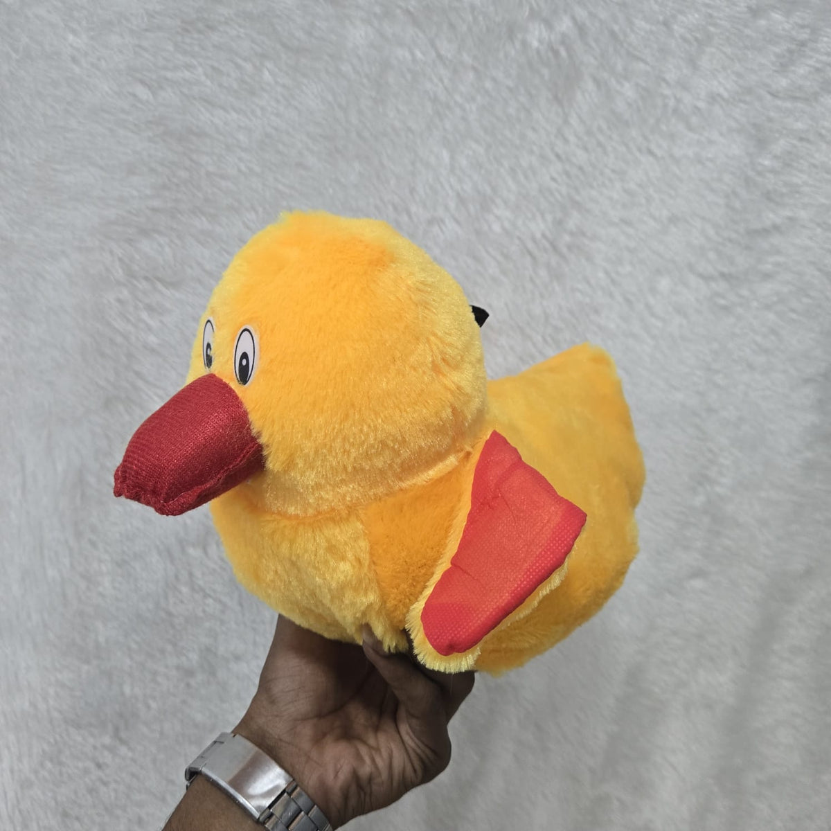 AM6984 Plush Yellow Duck Toy with Red Beak and Wings