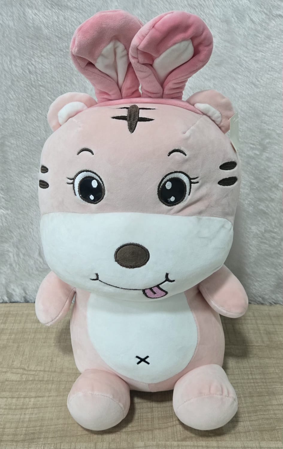 AM6971 Pink Tiger Plush Toy with Bunny Ears