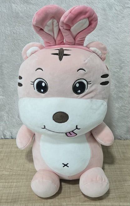AM6971 Pink Tiger Plush Toy with Bunny Ears