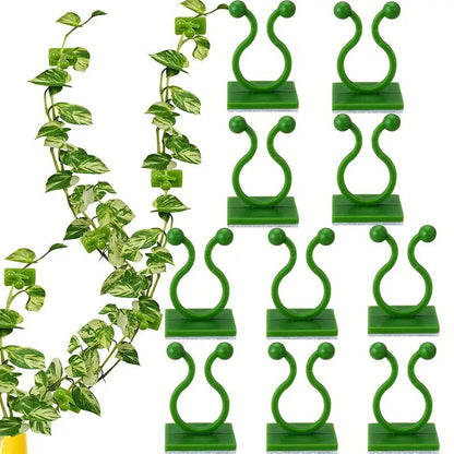 AM6863 30 Pcs-Adhesive Plant Climbing Fixing Clips - Green Vine Wall Holders