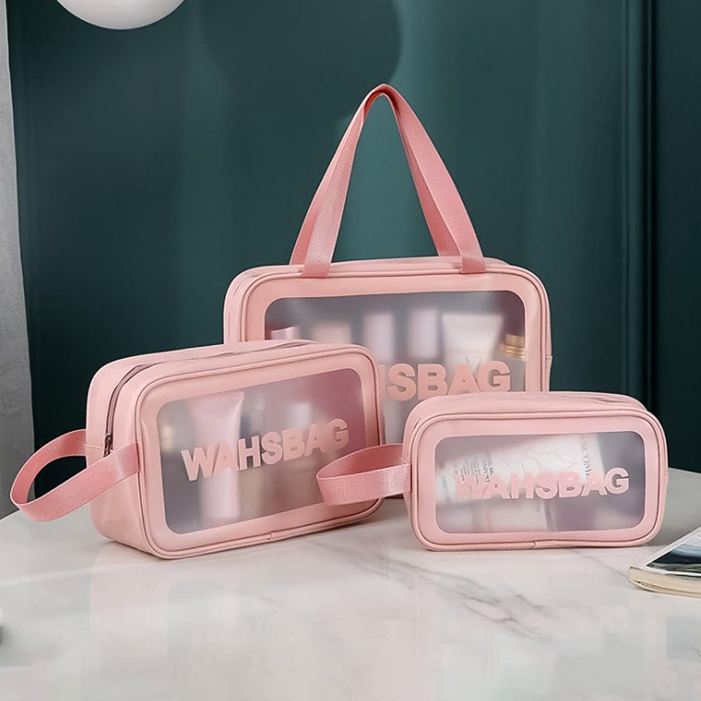 AM6921 Portable Transparent Cosmetic Travel Pouch Set Resistant Makeup Storage Bags