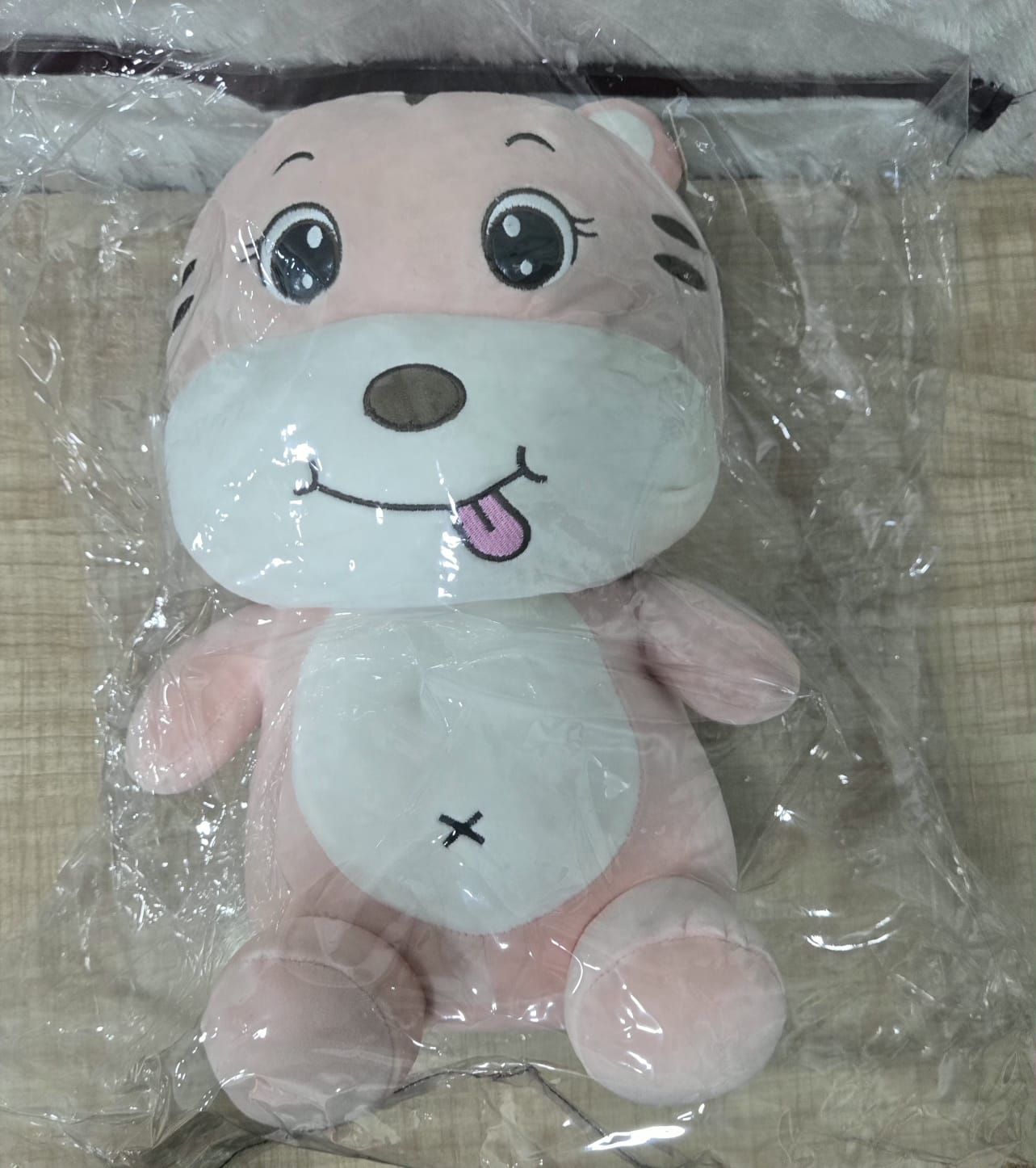 AM6971 Pink Tiger Plush Toy with Bunny Ears