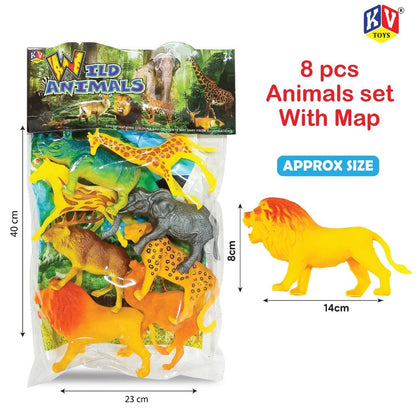 A06483 Wild Animals Plastic Toy Figures Set (Pack of 8 Figures, Item no: 335-8)