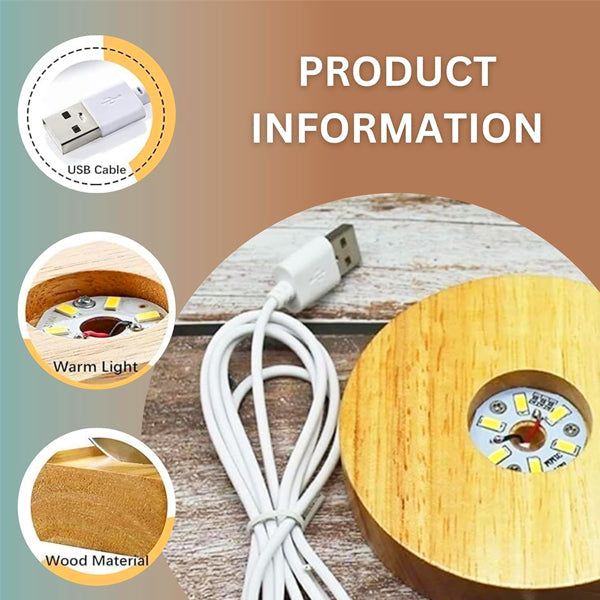 AM5355 Crystal Ball Night Lamp,Creative Crystal Ball Night Light, USB Table LED Wooden Crystal Ball for Home Decoration Birthday Gift for Teens, Boys, Girls (3D Moon ASTRONUAT)