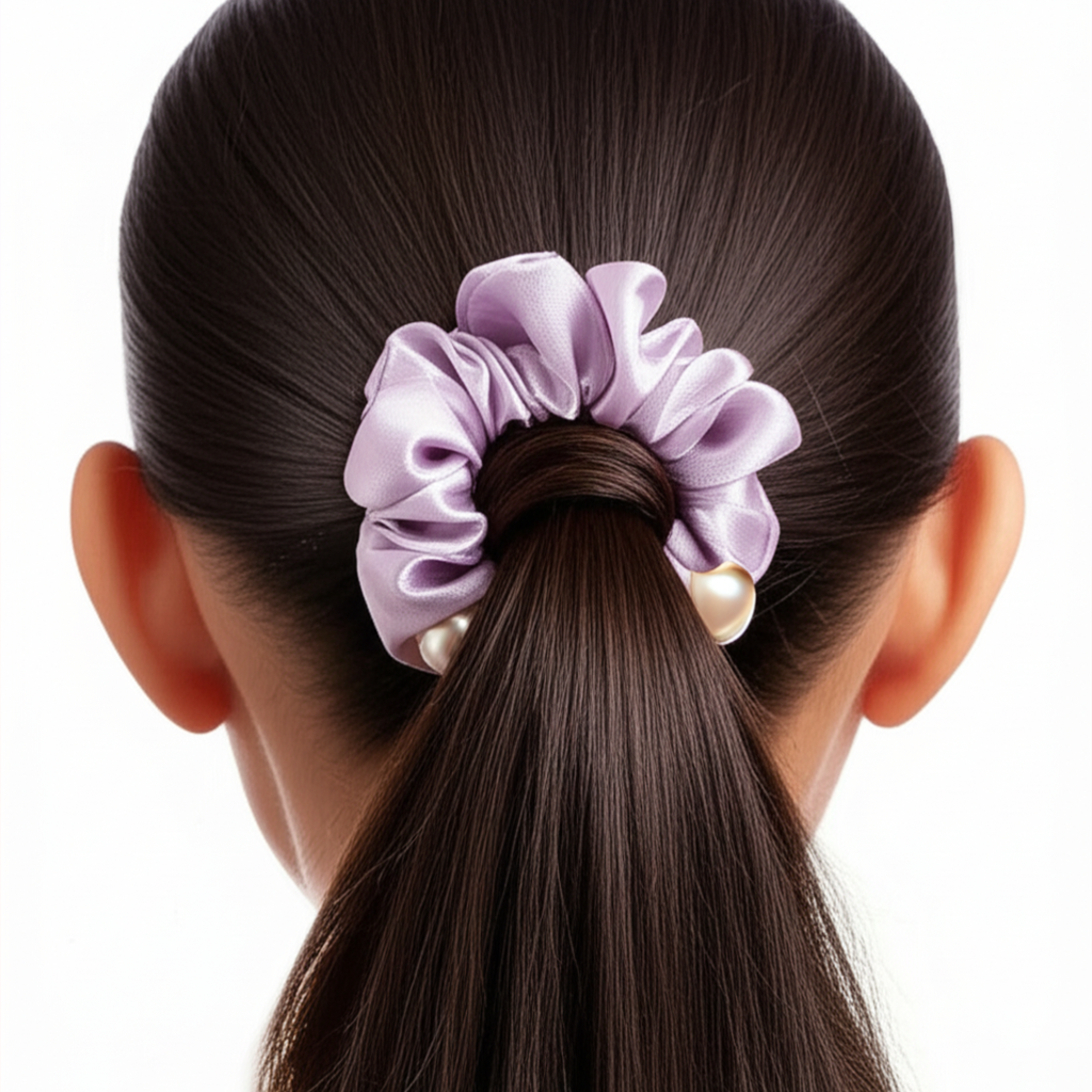 AM5623 Pearl Scrunchies Hair Ring Bands- Ropes Hair Elastic Bracelet Ponytail Holder Hair Accessories