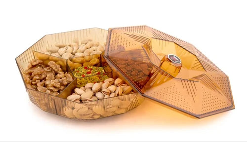 AM2268 Plastic Walnut Dryfruit Loose 111 NO. Octagon-Shaped Plastic with 5 Compartments Multi Purpose In Kitchen