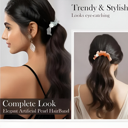 AM5623 Pearl Scrunchies Hair Ring Bands- Ropes Hair Elastic Bracelet Ponytail Holder Hair Accessories